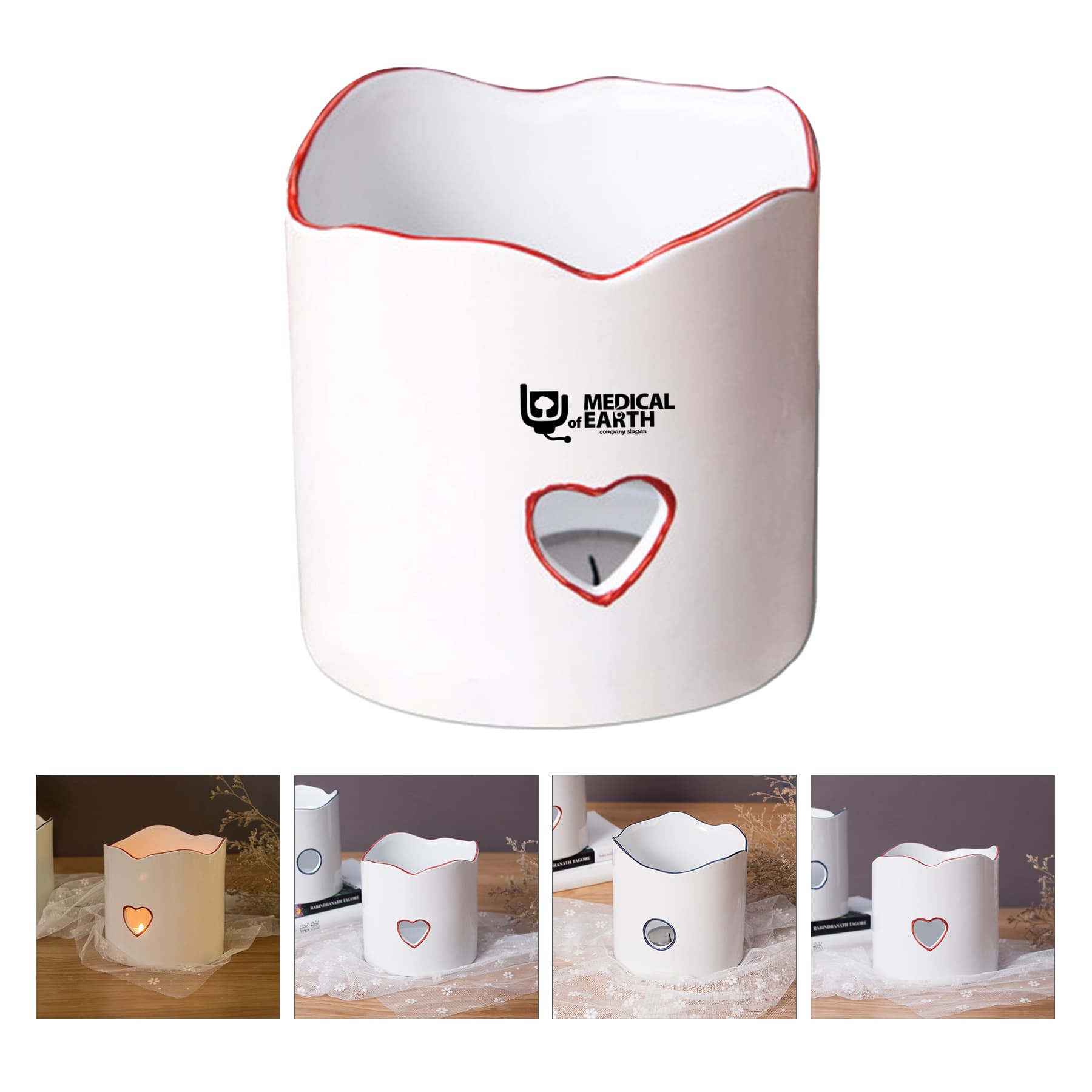 Custom Ceramic Creative Hollow Heart Aroma Candle Holder