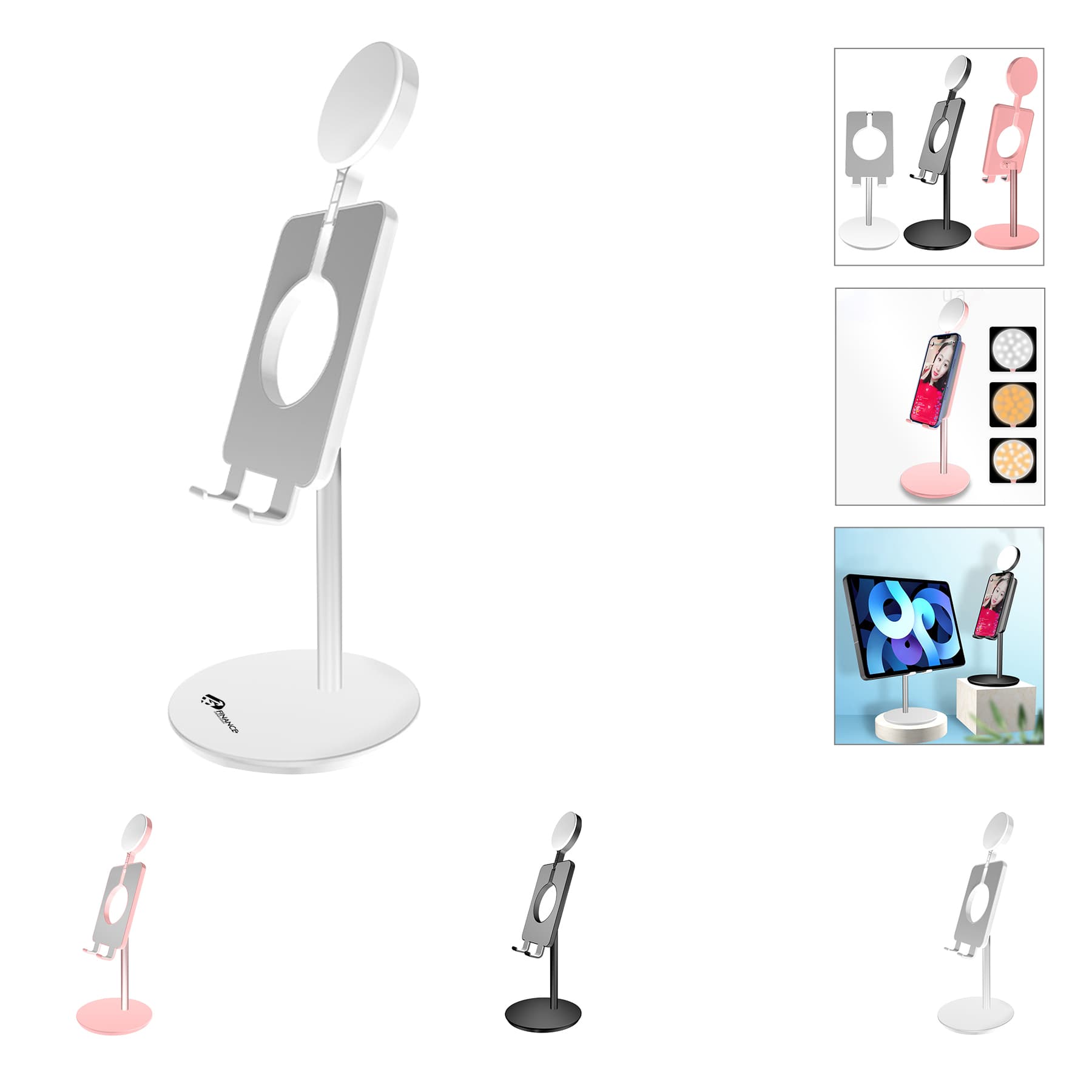 Mobile Phone Holder With Led Fill Selfie Light