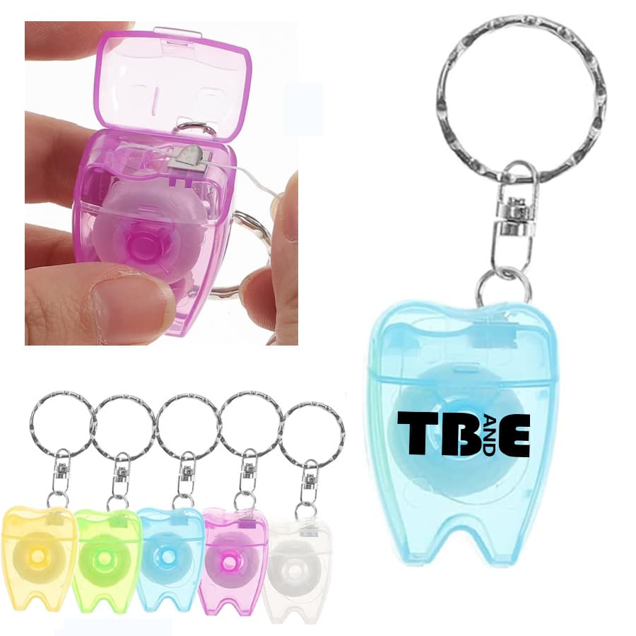 Custom Tooth Shaped Dental Flosses W/ Keychain
