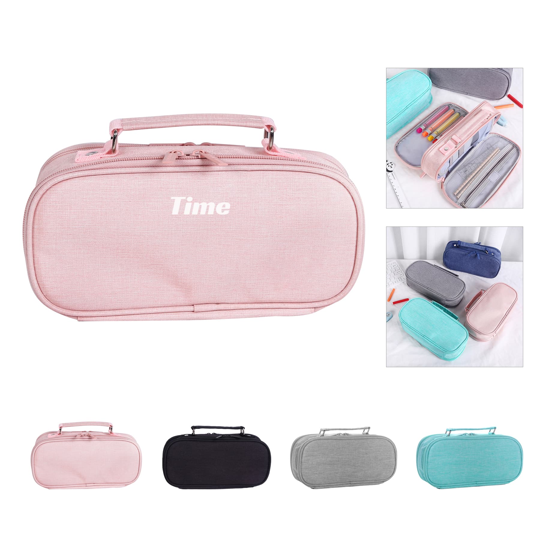 Double Zipper Multi-layer Stationery Storage Bag