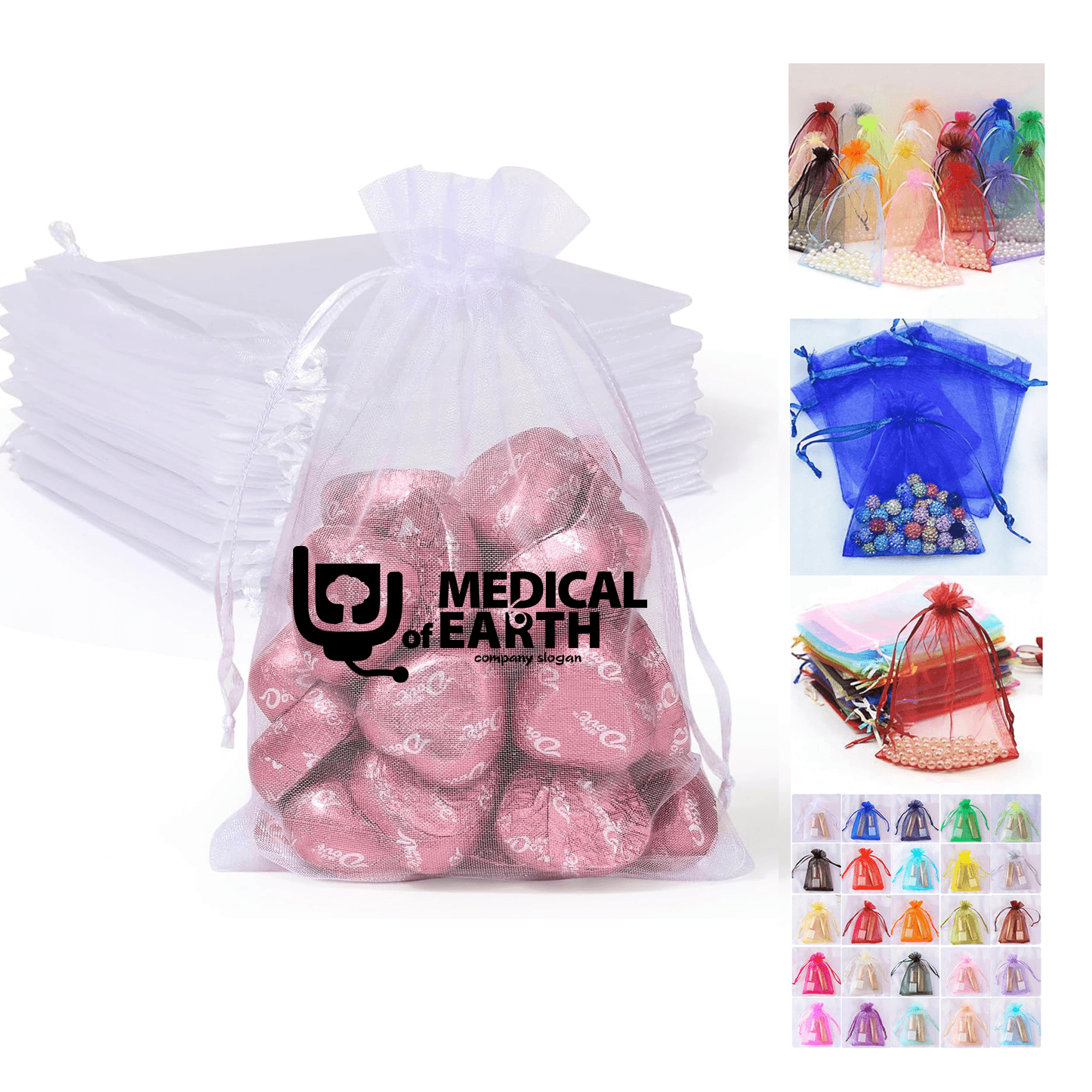 Lightweight Organza Bags with Drawstring (Multicolor)