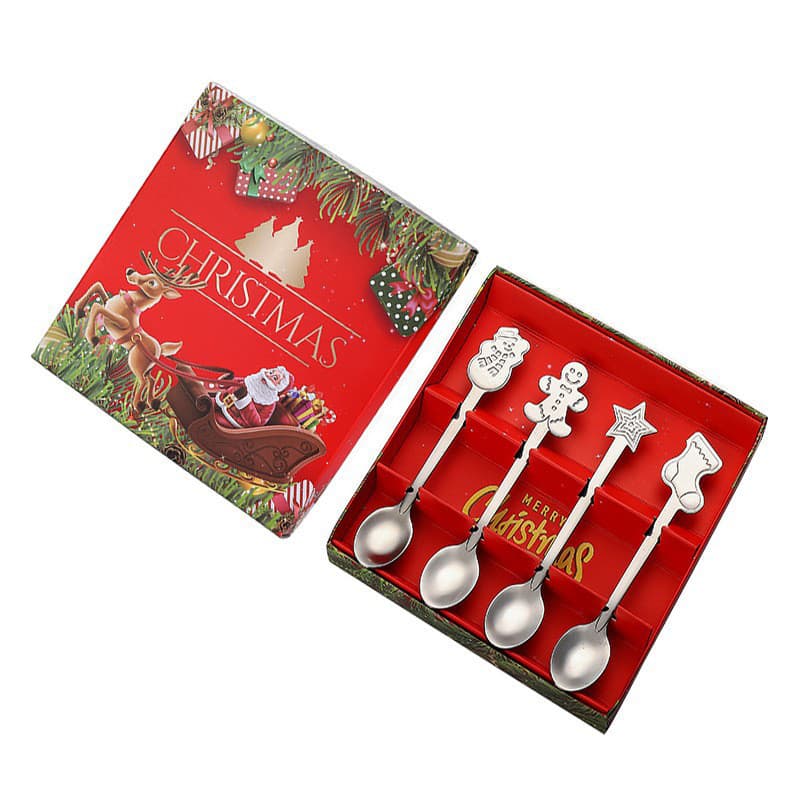 Silver color Christmas spoons gift set