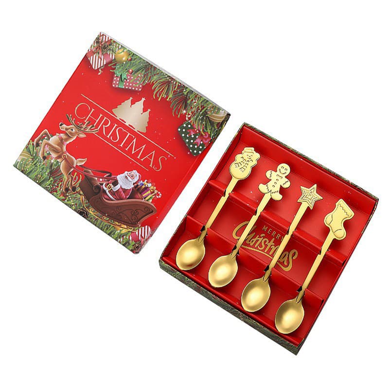 Gold color Christmas spoons gift set