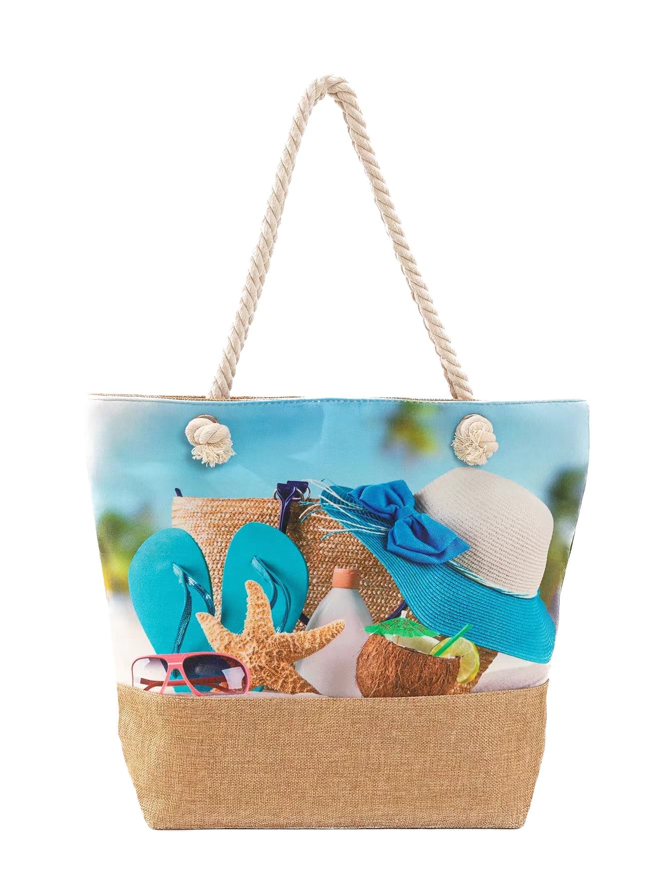 Beach Canvas Rope Handle Tote Bag