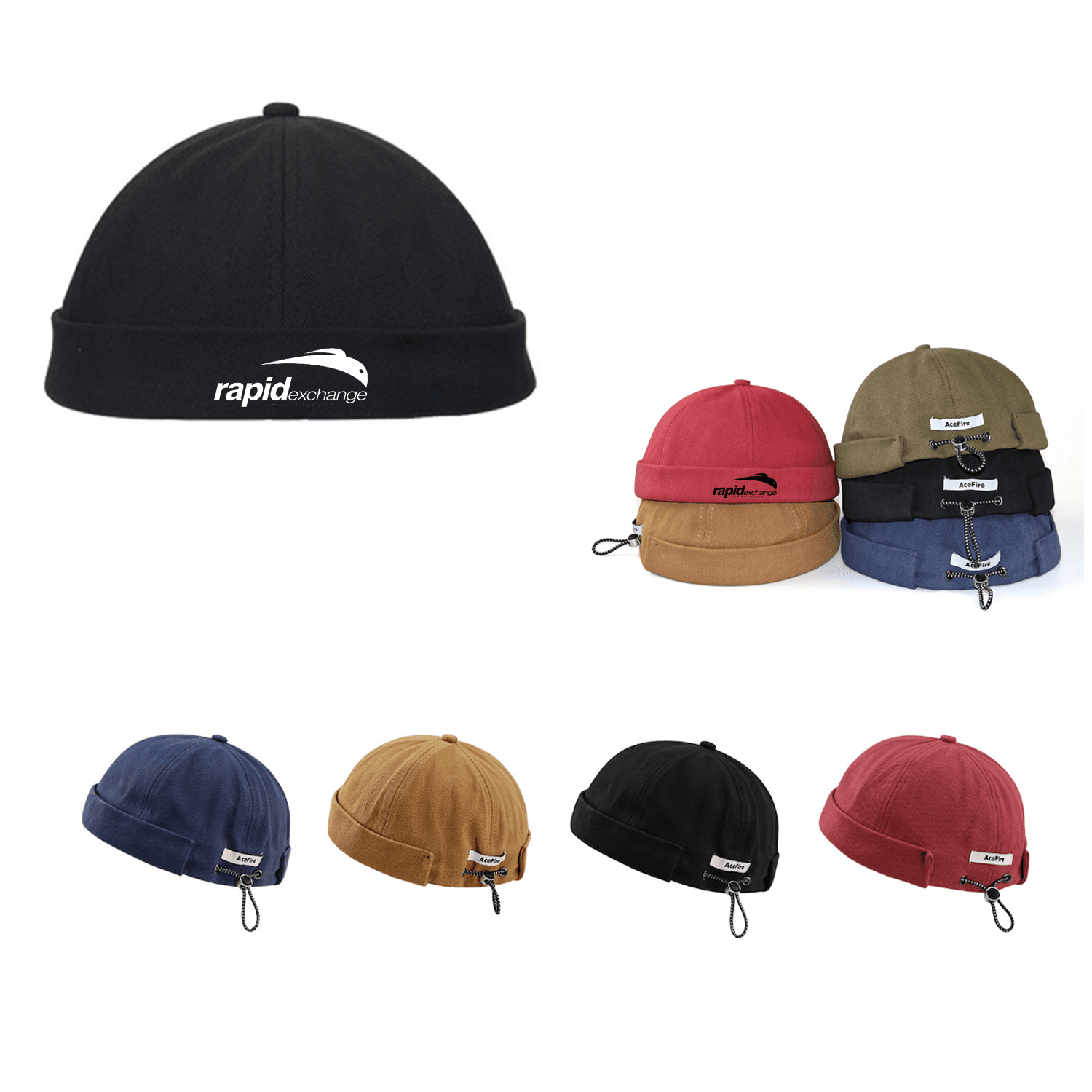 Cotton Brimless Docker Cap Adjustable Beanie Hat