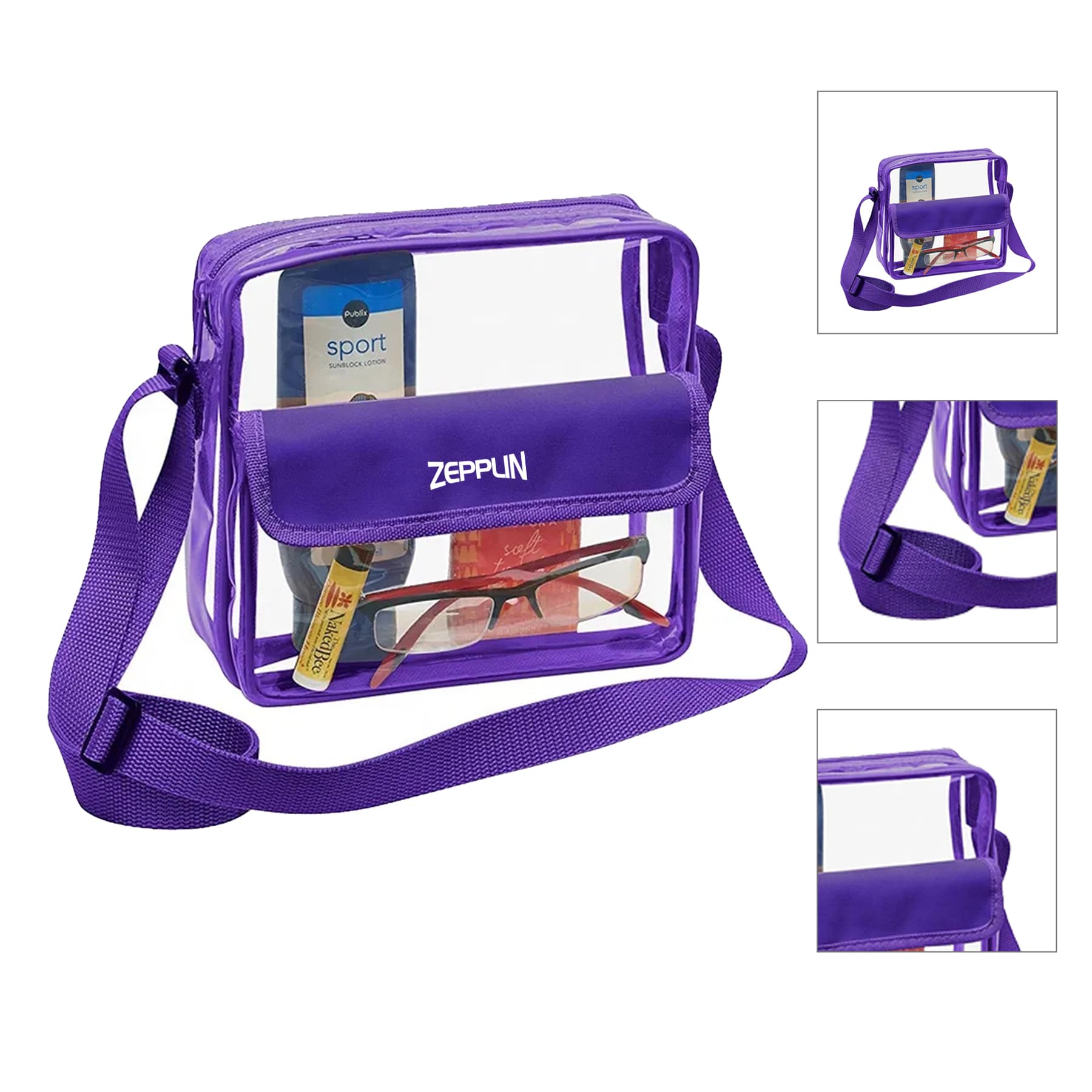 Clear Messenger Bag W/Front Pocket