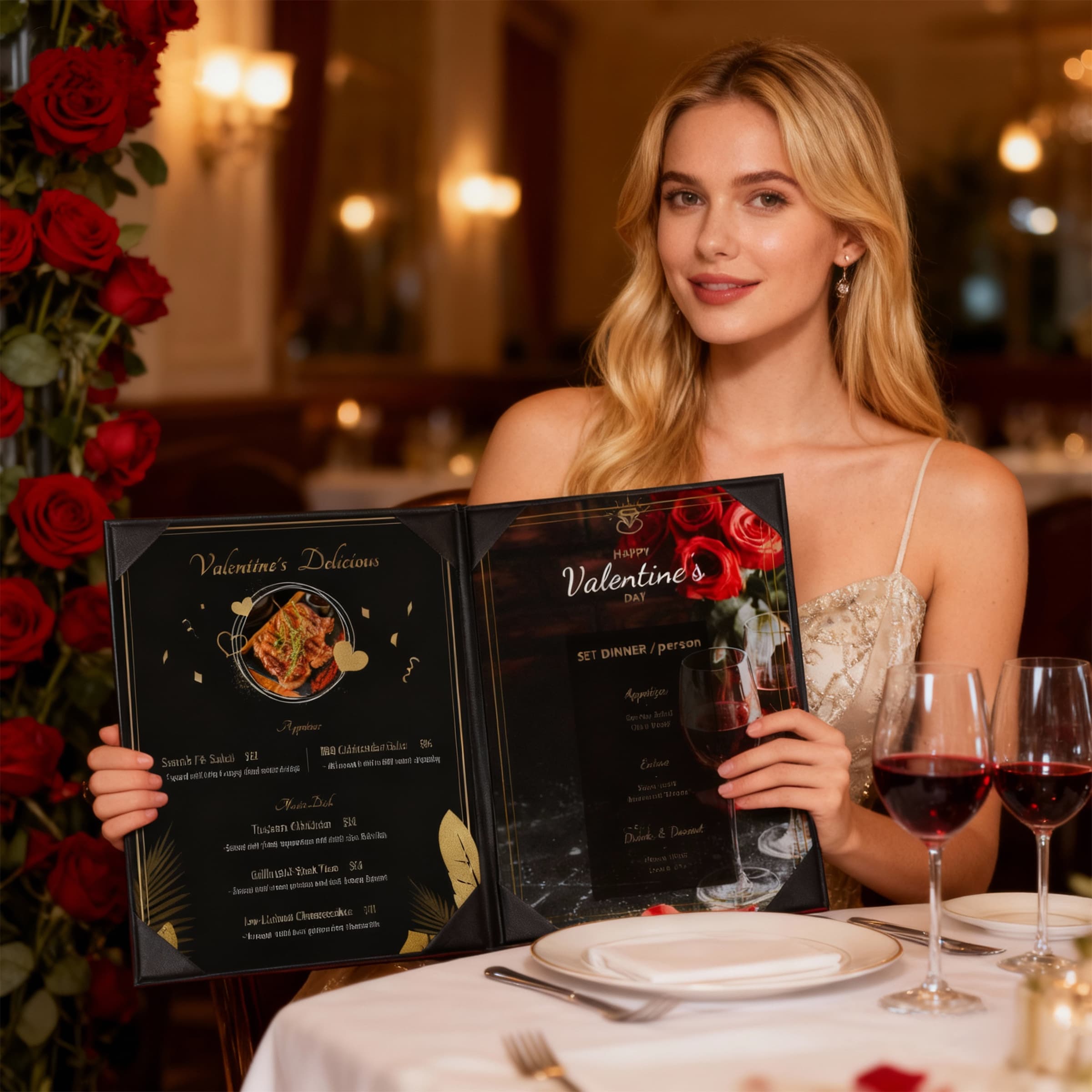 6 Views PU Leather Dinner Menu Cover Fit for 8.5" x 11"