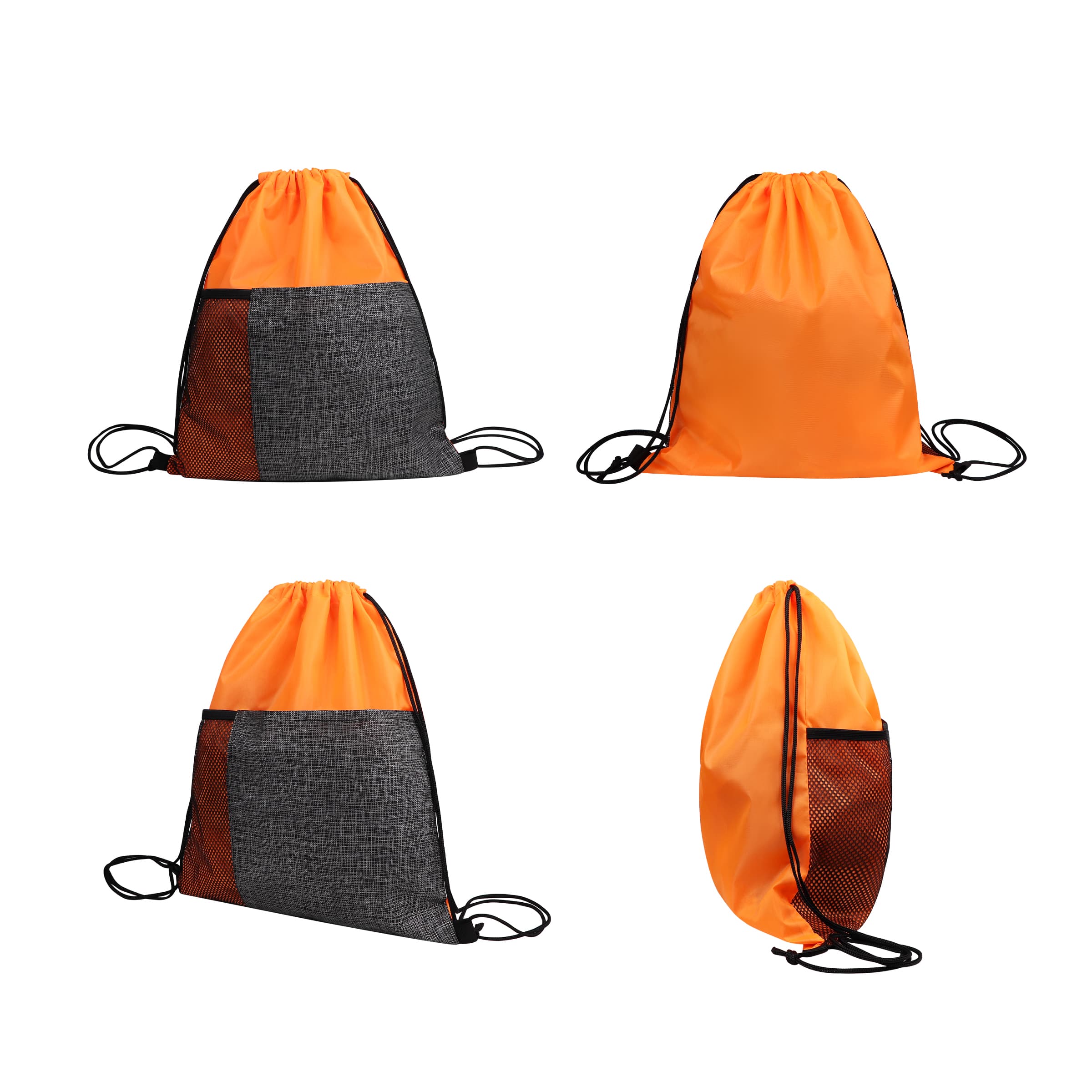 Polyester Drawstring Backpack W/ Non-Woven Front Pocket