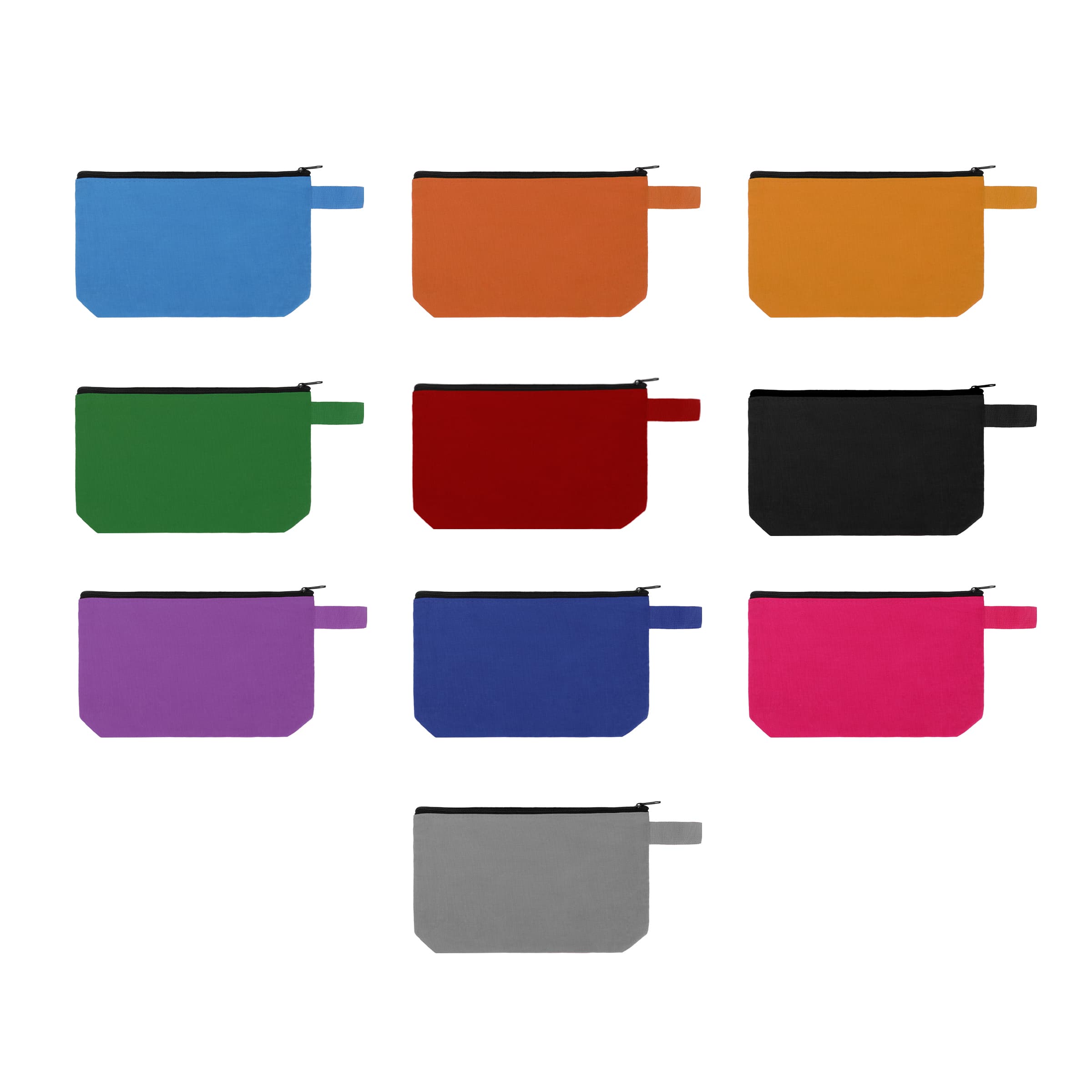 Solid Color Canvas Travel Cosmetic Bag Zipper Pencil Pouch