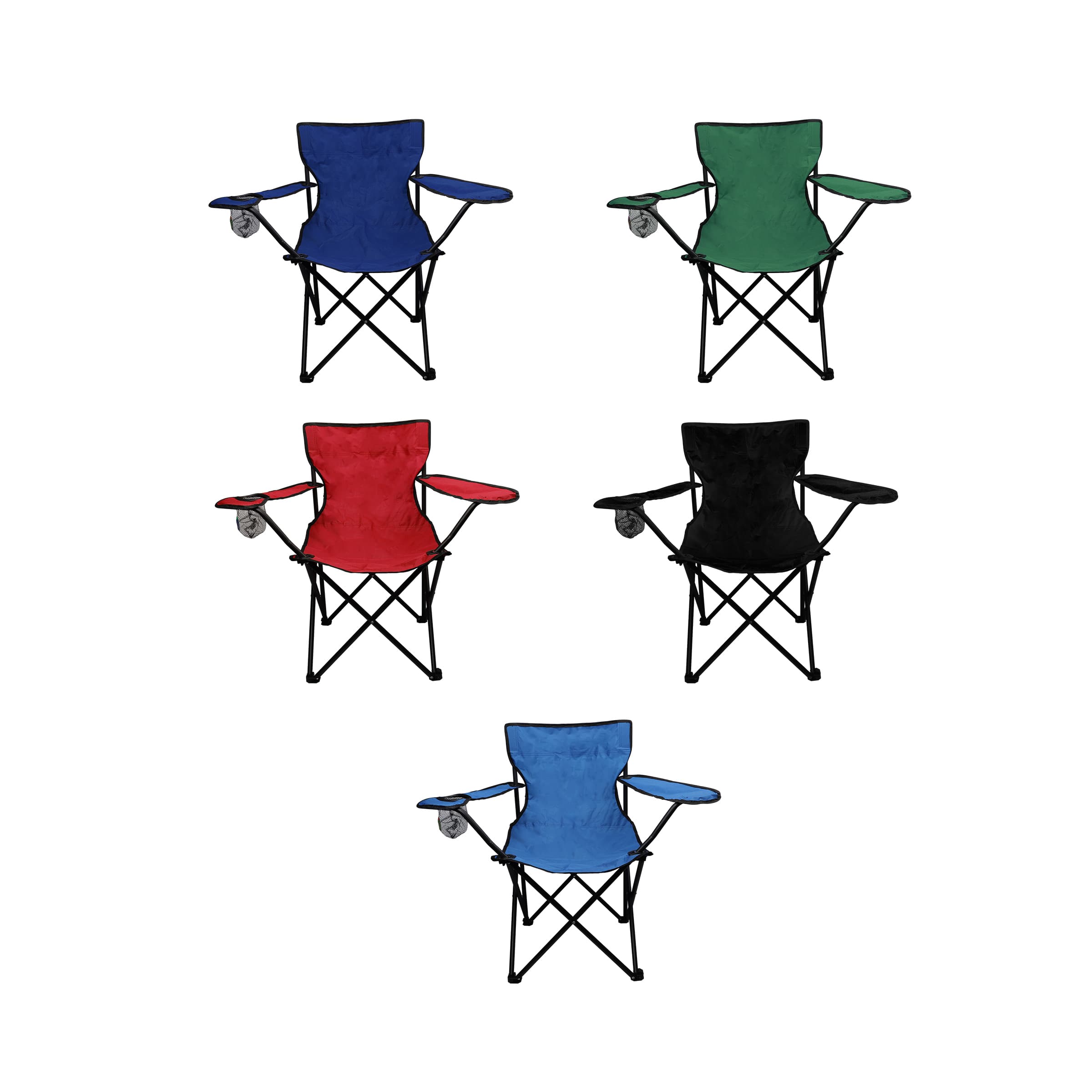 Portable Folding Camping Chair W/ Cup Holders & Carry Bag