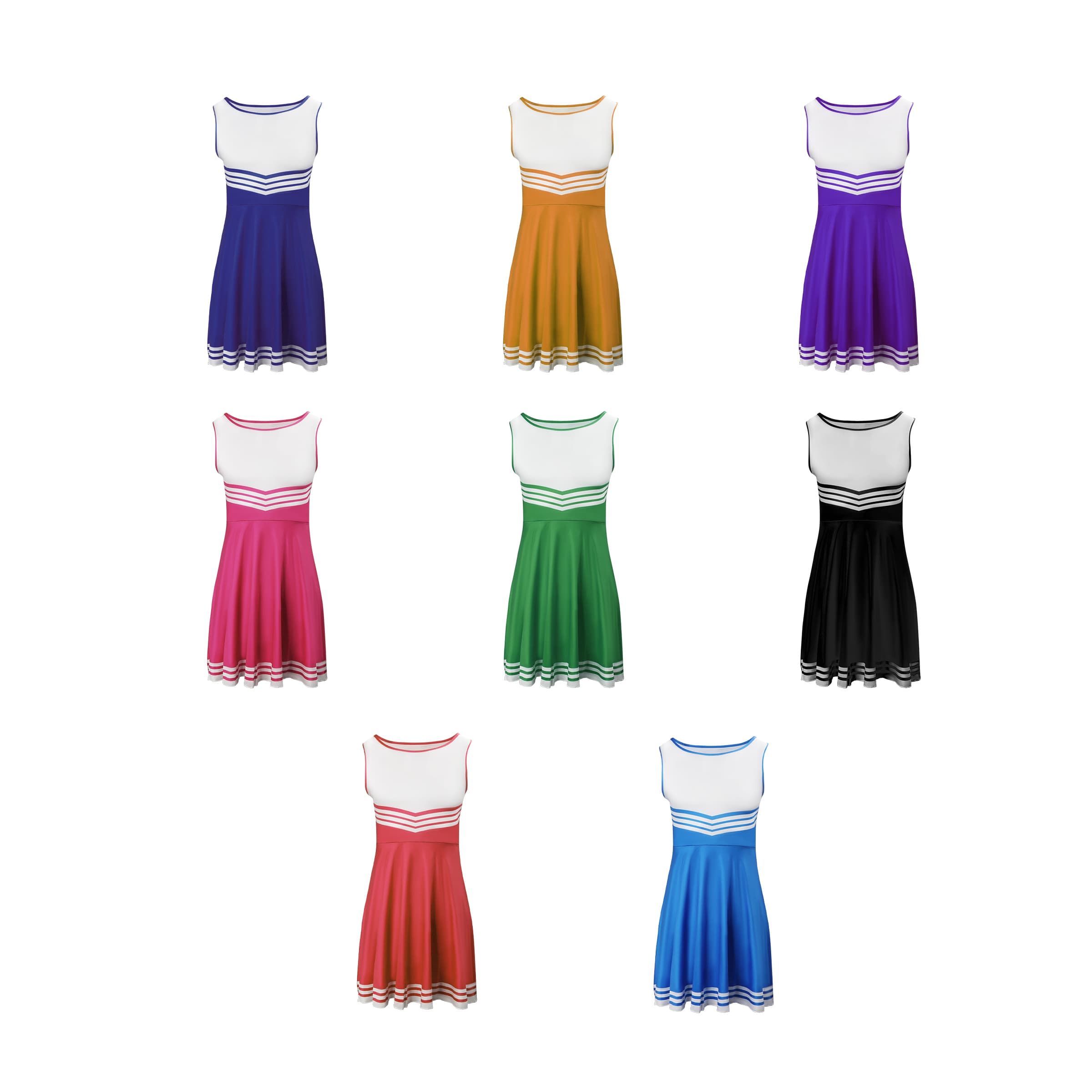 Polyester Cheerleader Costume For Girls W/ 2 Pompoms