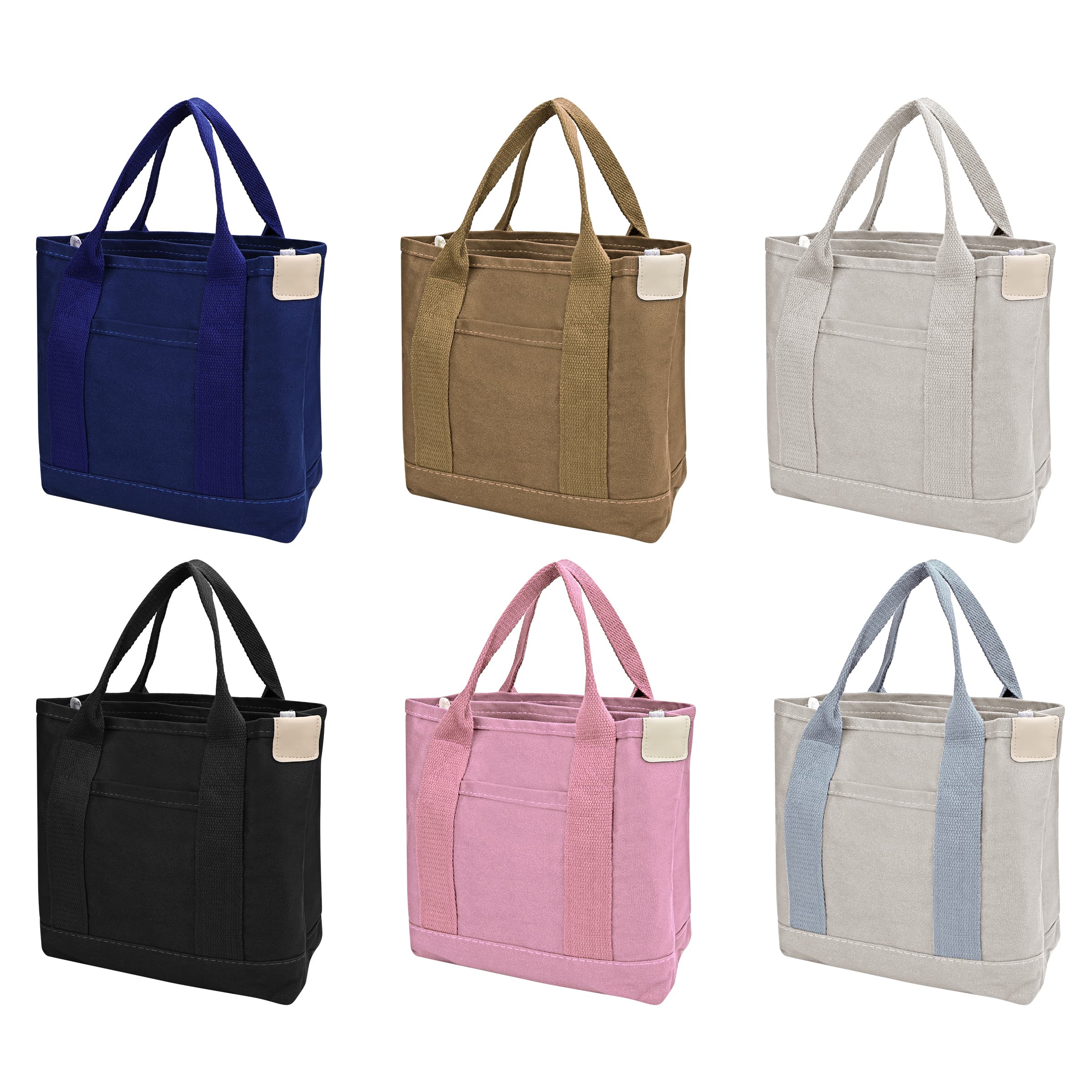 Small Cotton Canvas Tote Bag W/Divider&Front Pocket