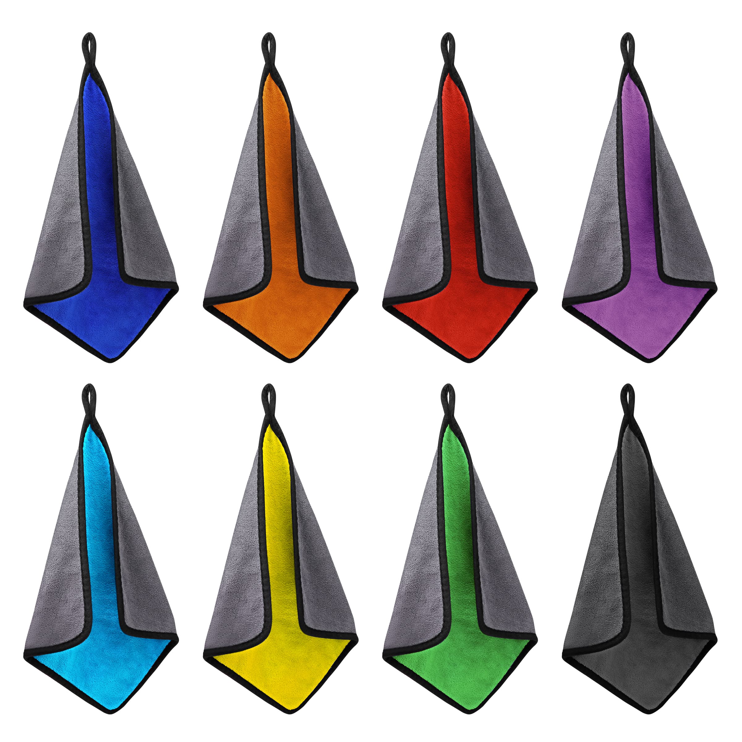 12"x12" Polyester Absorbent Car Wash Towels Dual Color